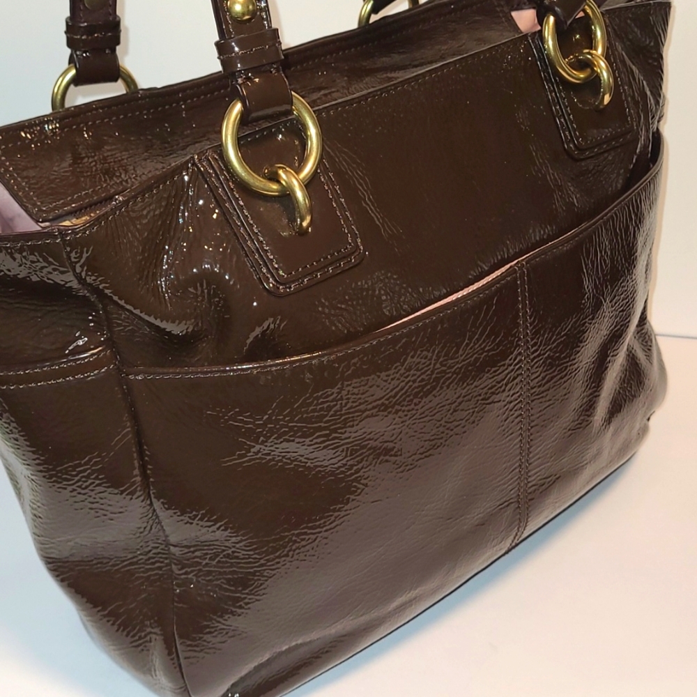Coach Dark Brown Patent Leather - Picture 4 of 9